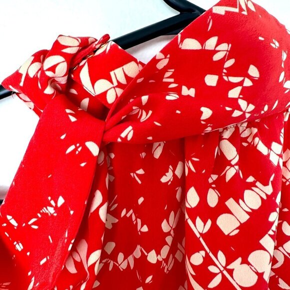 Cynthia Steffe Red White Halter Tie Neck Dress, Size 4 - Picture 8 of 10